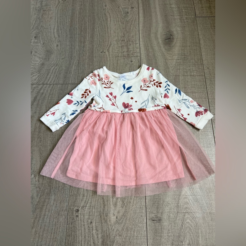 Carter's Girl White and Pink Floral Dress 18 Months